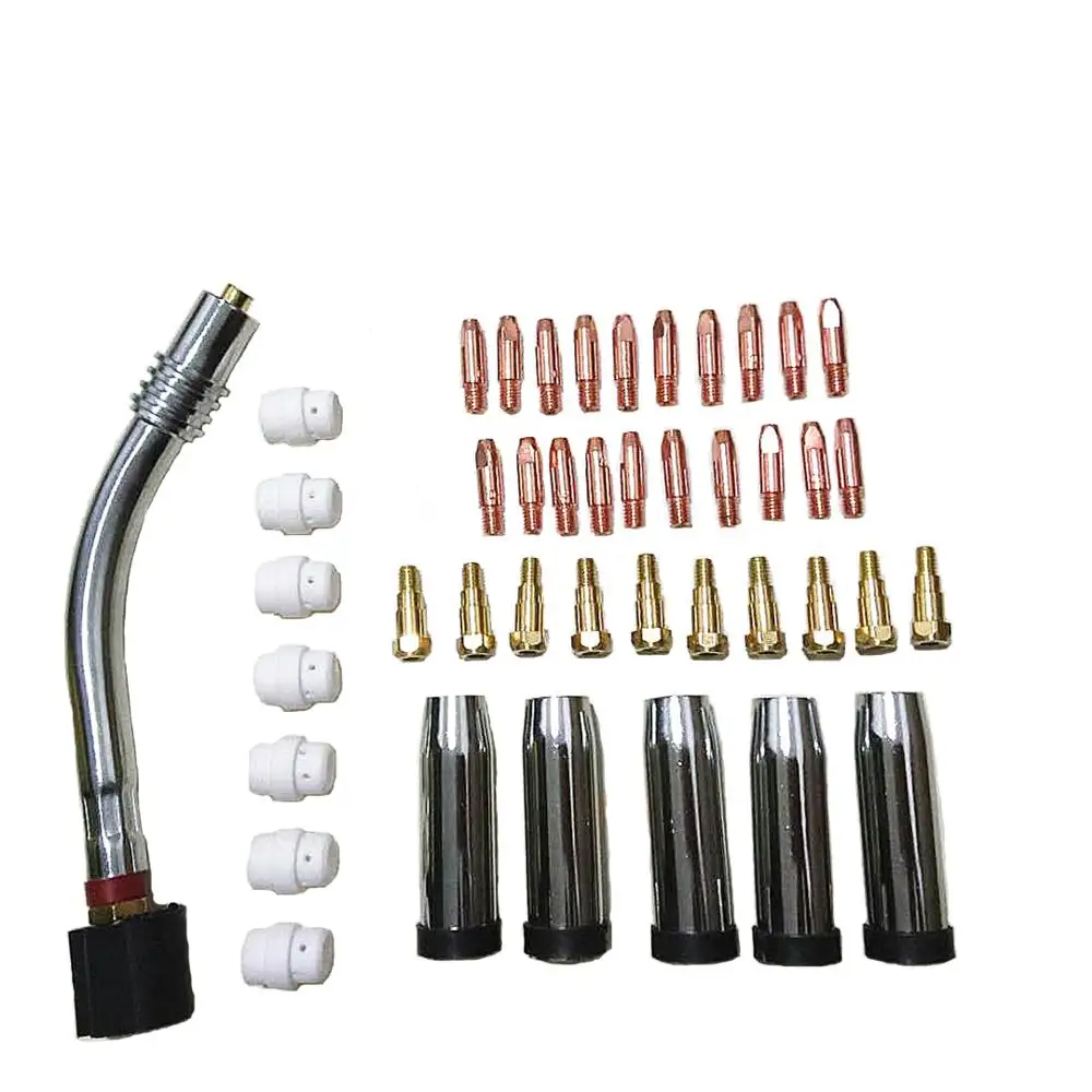 

Good Welding Assistant 43 pcs accessories kit of copper contact tips connectiong rod, difuserand swan neck for 24KD Binzel CO2