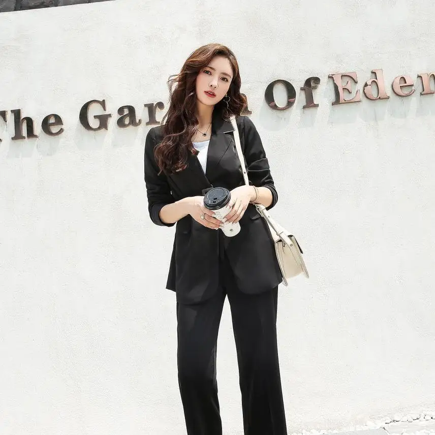 

Small Suit WOMEN'S Coat Spring And Autumn Casual Black And White with Pattern Slim Fit Work Clothes New Style Long Sleeve Short