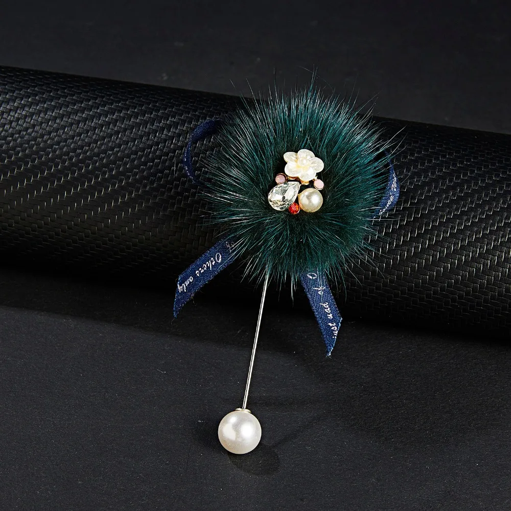Belleper, дизайн, норковый мех, помпон, шар, для женщин, роскошный цветок, брошь, женские броши, булавки, пальто, костюм, воротник, кардиган, платье, ювелирное изделие