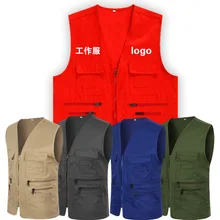 Производители мульти-карманы фотографии Реклама жилет напечатанный Открытый Рыбалка свадебный жилет супермаркет рабочая одежда с принтом W