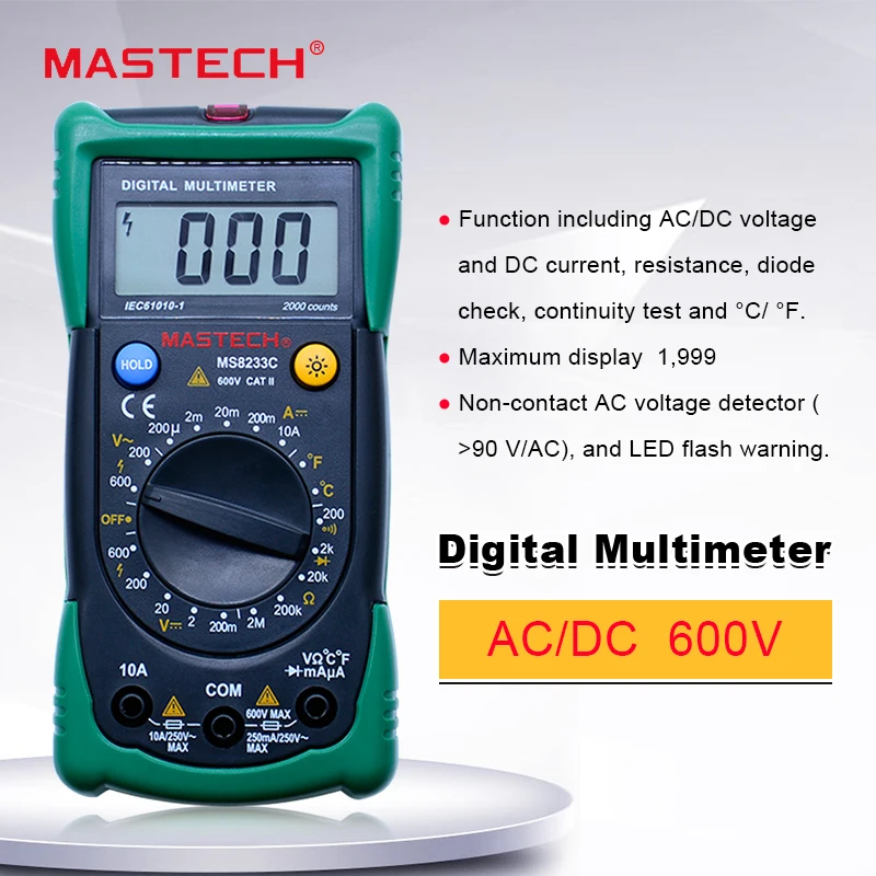 Цифровой Бесконтактный Мультиметр MASTECH MS8233C измеритель переменного/постоянного