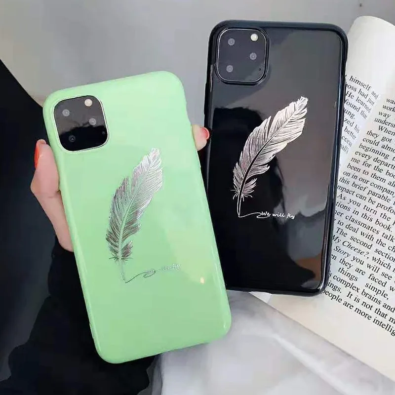 

Feather Plating Case for IPhone 11 Pro Case XS Max XR Letter Couple Case for IPhone X 8 7 6 6S Plus Soft Silicone TPU Back Cover