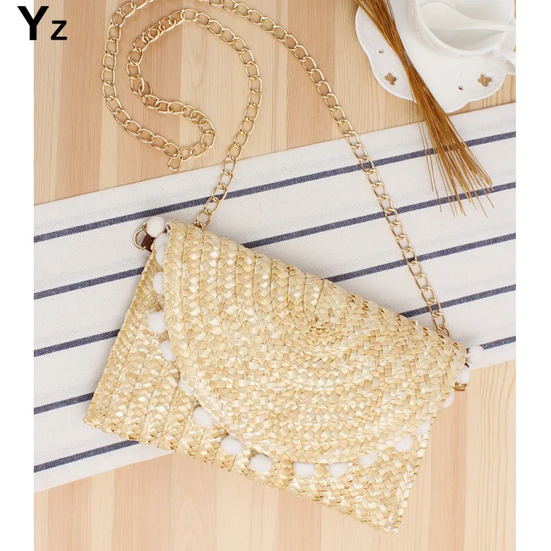 Aaby 2021 Handmade Bali Beach Bags Women Summer Island Straw Knitted Handbag Crossbody Wicker Bag Woven Flap Clutch |