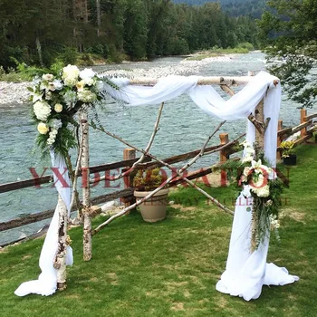 

1.5M Width Solid Color Chiffon Wedding Arch Draping Backdrop Fabric Arbor Drapes For Outdoor Wedding Ceremony Party Curtains