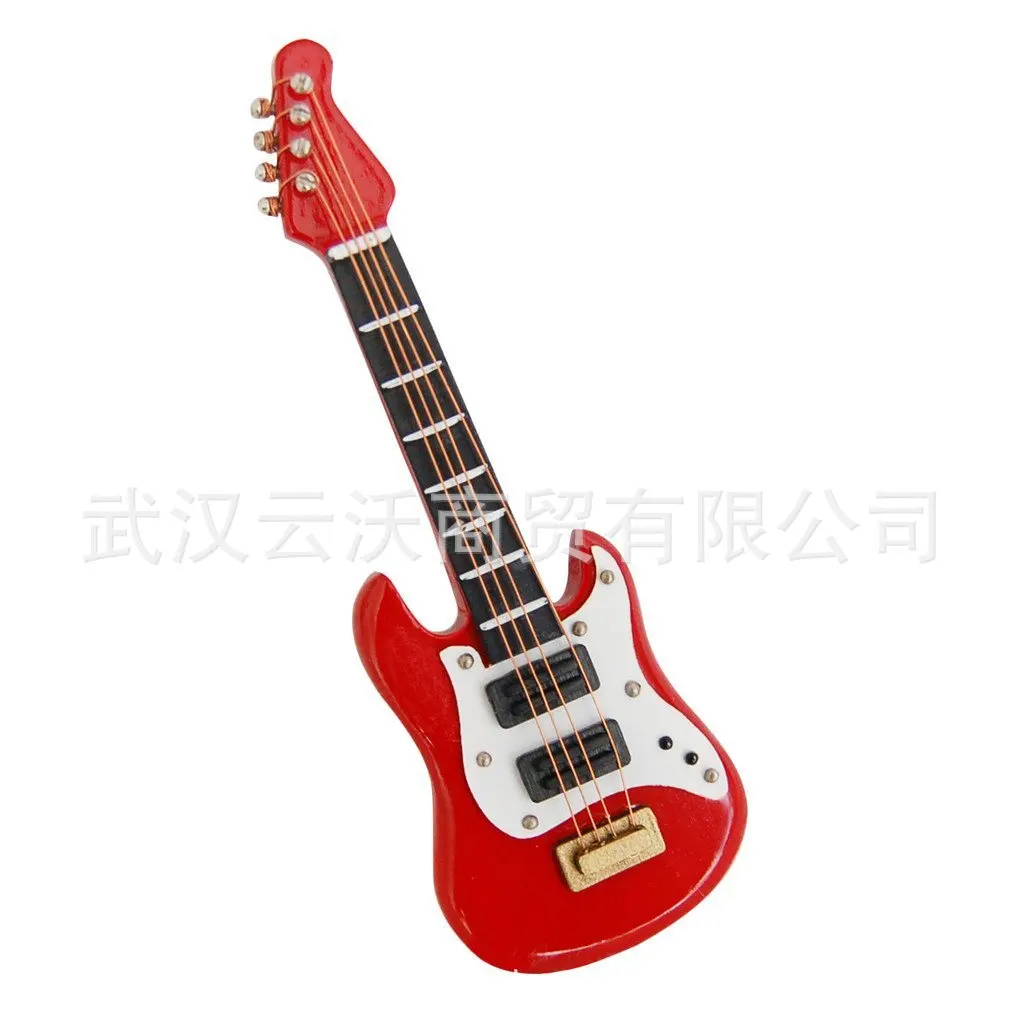 1: 12 Dollhouse Mini Musical Instruments Model Miniature Art Props Pocket Electric Guitar Small Bass