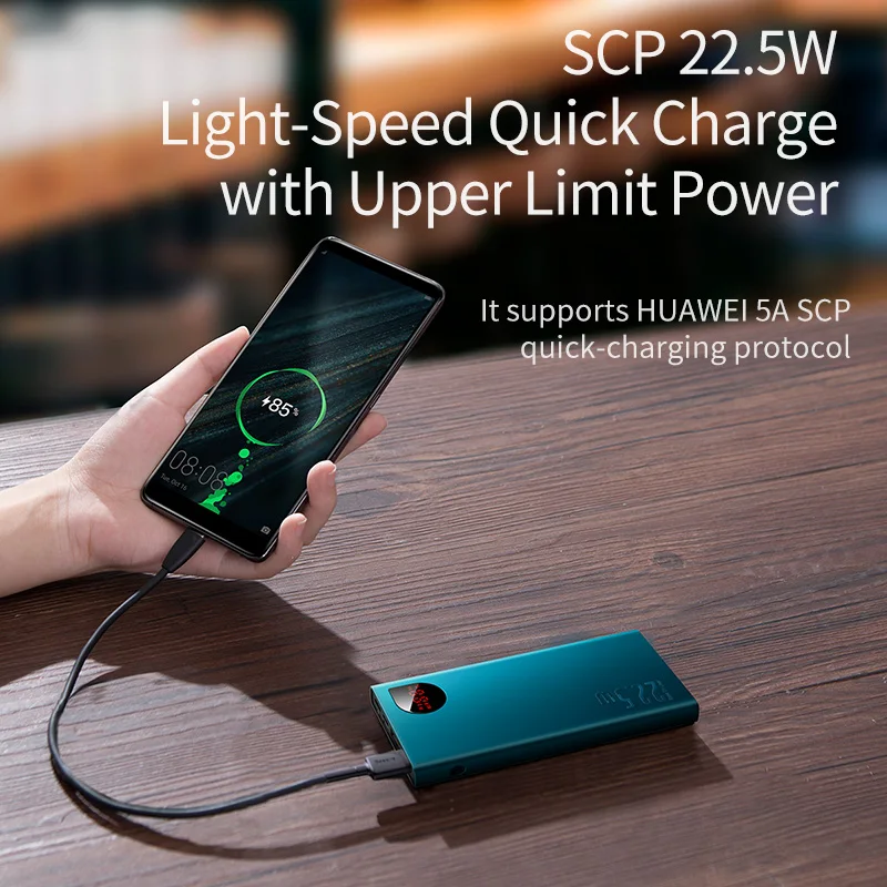 Baseus 5A SCP power Bank Быстрая зарядка 3,0 USB C PD 10000mAh power bank для iPhone Xiaomi huawei портативное Внешнее зарядное устройство