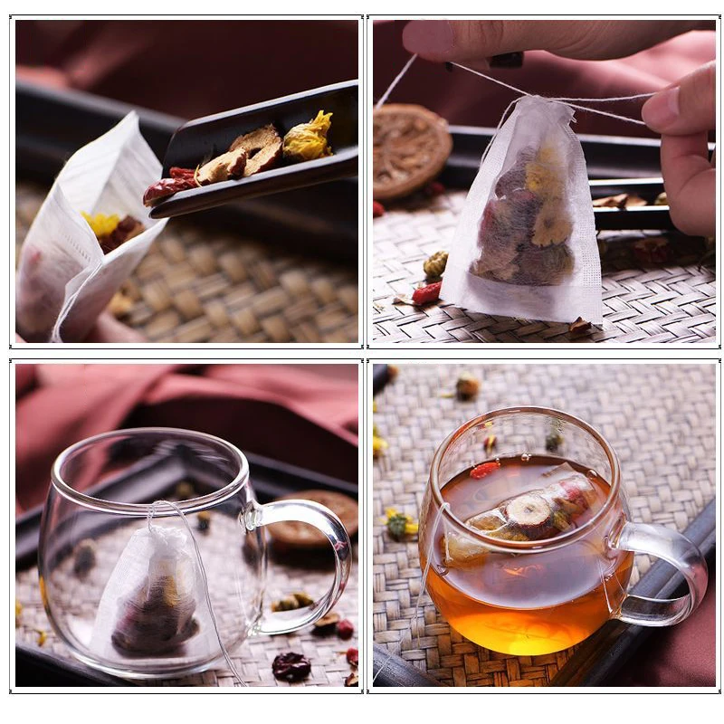 100 шт 55*70/70*90/80*120 мм одноразовые чайные пакетики пустой Ароматизированный Чай g со струнным фильтром для заживления трав, кухонные инструменты