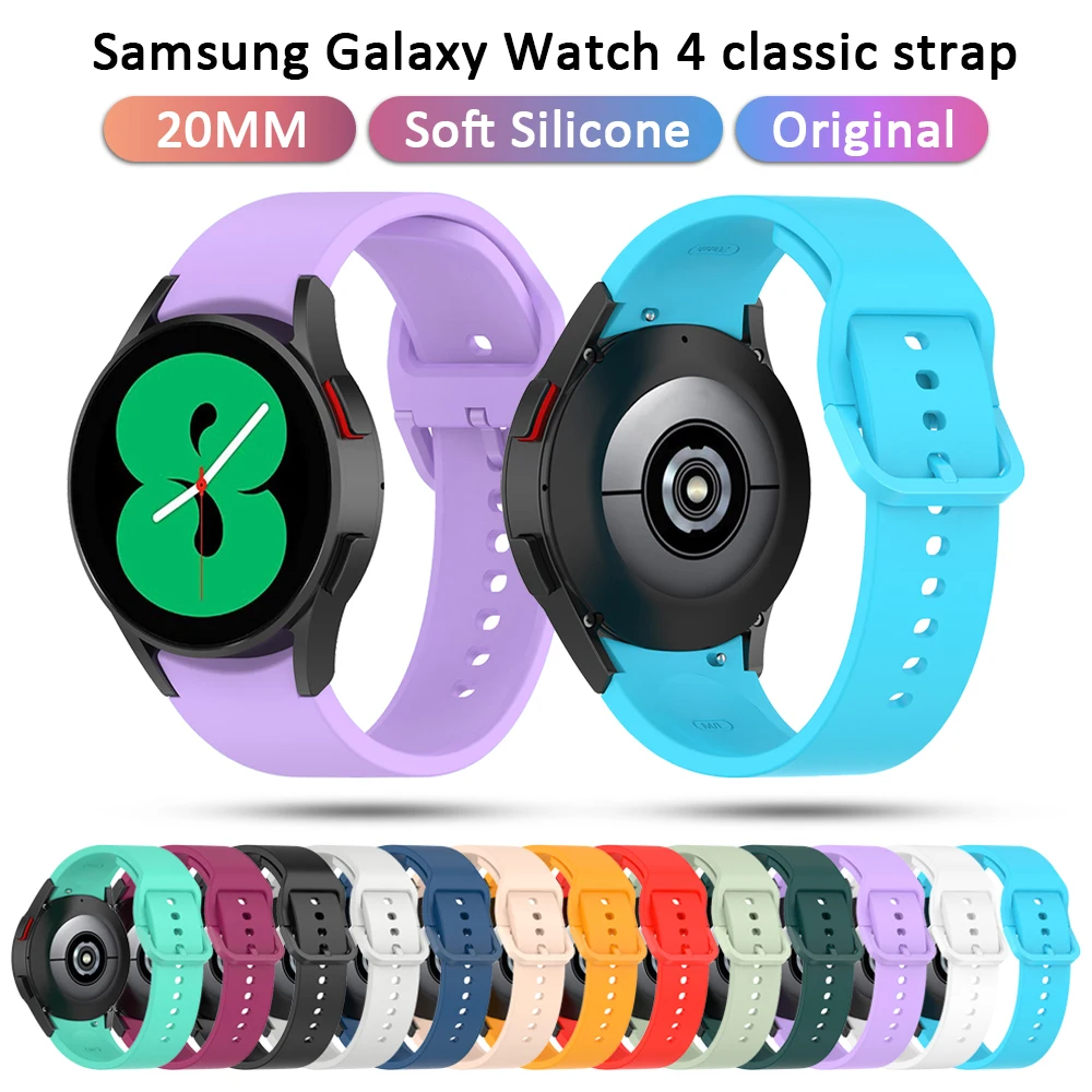 20mm silicone strap for galaxy watch4 40 44mm 4 classic 46 42mm strap samsung galaxy watch 3 active 2 smartwatch wristband 20mm color Silicone Band Straps For Samsung Galaxy watch 42MM Smartwatch Wristband Galaxy Watch4 Classic 46 42mm/Watch 4 40 44mm