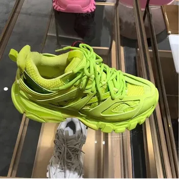 

Luxury Design Thick Heel Belt Mesh Women Shoes Genuine Leather Female Sneakers Ins Hot Selling Runway Lace UP Clunky Sneakers