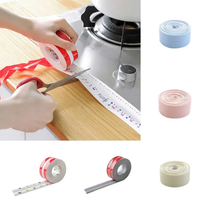 Self Adhesive Kitchen Waterproof Mildew Proof Adhesive Tape Bathroom Toilet Wall Corner Line Sink Sealing Sticker Decorative
