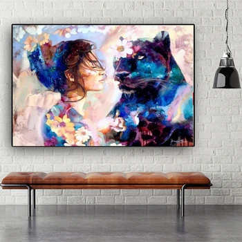 

Miaodu Abstract Women Panther DIY Diamond Painting Mosaic Embroidery Diamond Painting Cross Stitch Embroidery Crafts Paintings