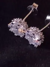 YHAMNI con certificado mujer maciza 925 pendientes de plata de lujo 8mm 2 quilates Zirconia diamante doble Stud pendientes para las mujeres E005