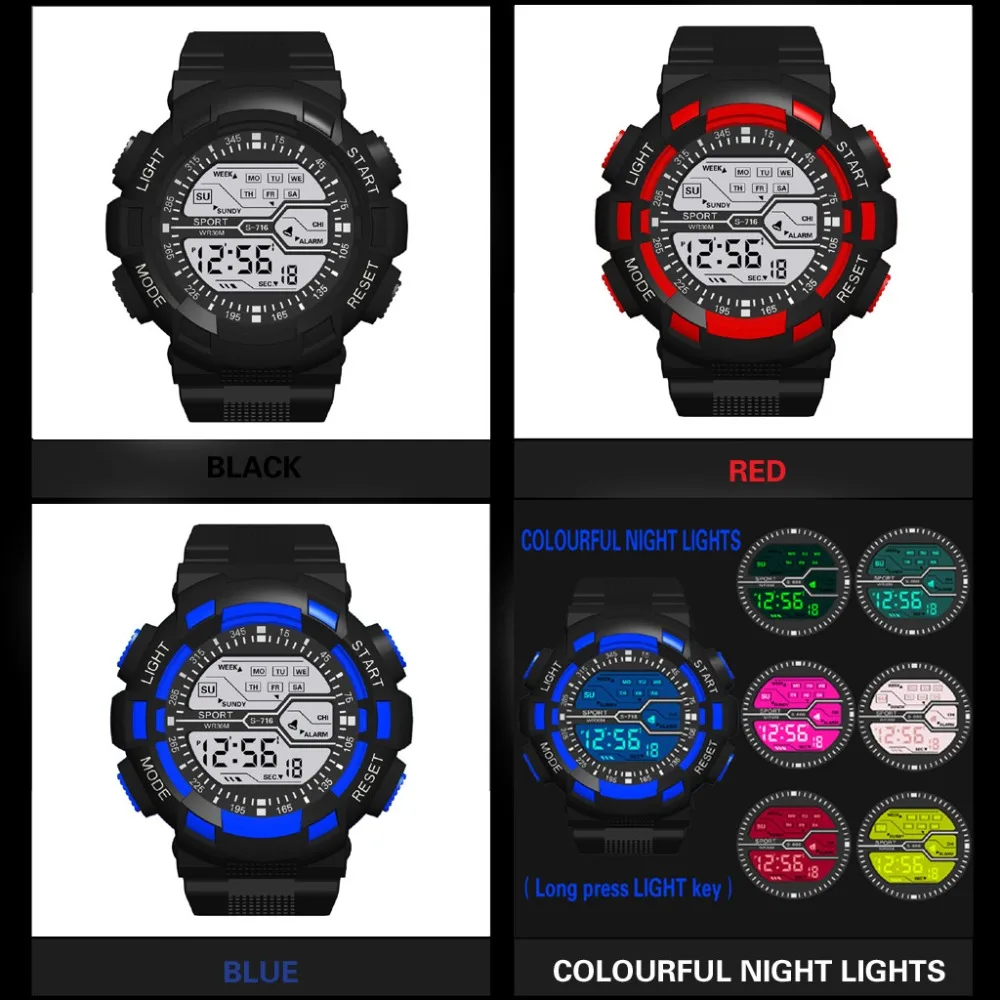 HONHX мужские спортивные часы светящиеся многофункциональные водонепроницаемые 50 м цифровые часы со светодиодами военные relogio reloj inteligente mujer 10X