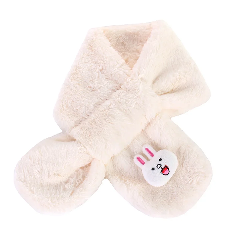 Rabbit Beige Зимний теплый шарф для девочек шерстяной шарф с искусственным кроликом шаль для мальчиков шарфы Одежда с воротником аксессуары - Цвет: Rabbit Beige