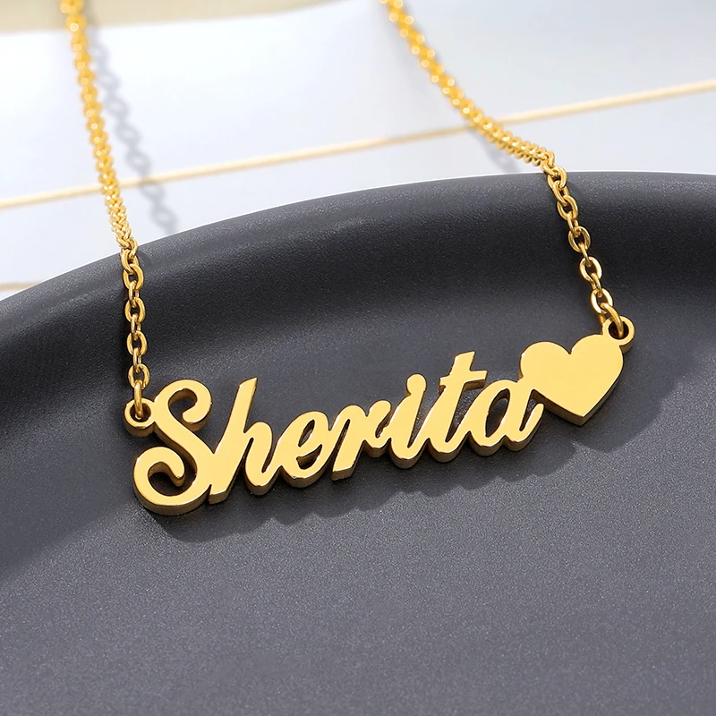 New DIY Stainless Steel Personalized Custom Engraved Name Heart Pendant Necklace