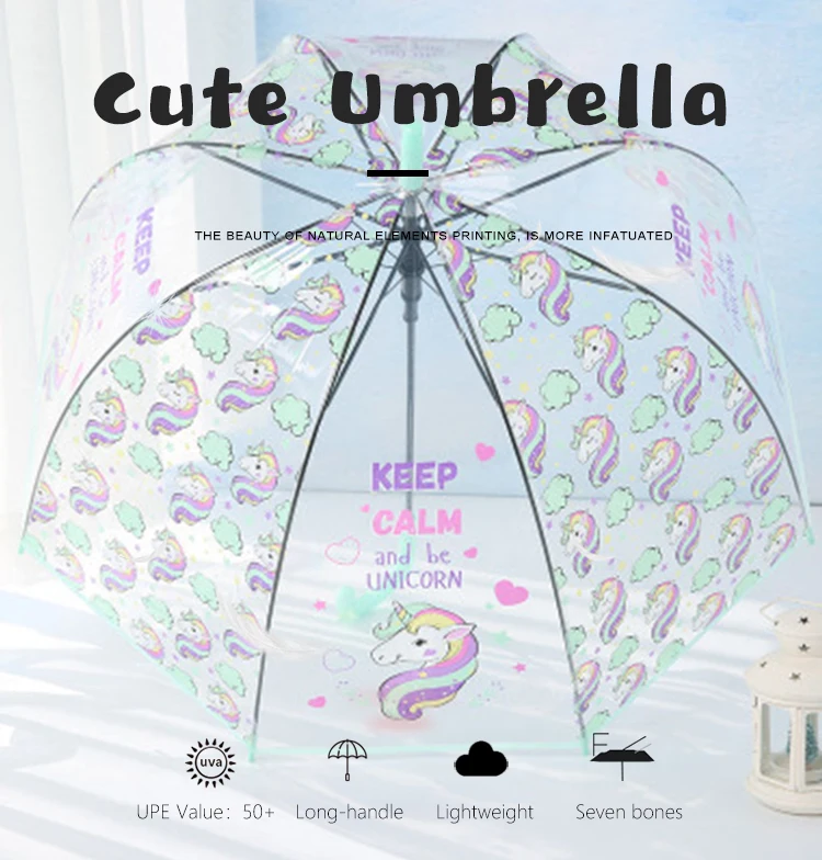 Только Jime прозрачный длинный зонт с изогнутой ручкой женский водонепроницаемый детский мультяшный зонтик прозрачный мультяшный дождевик