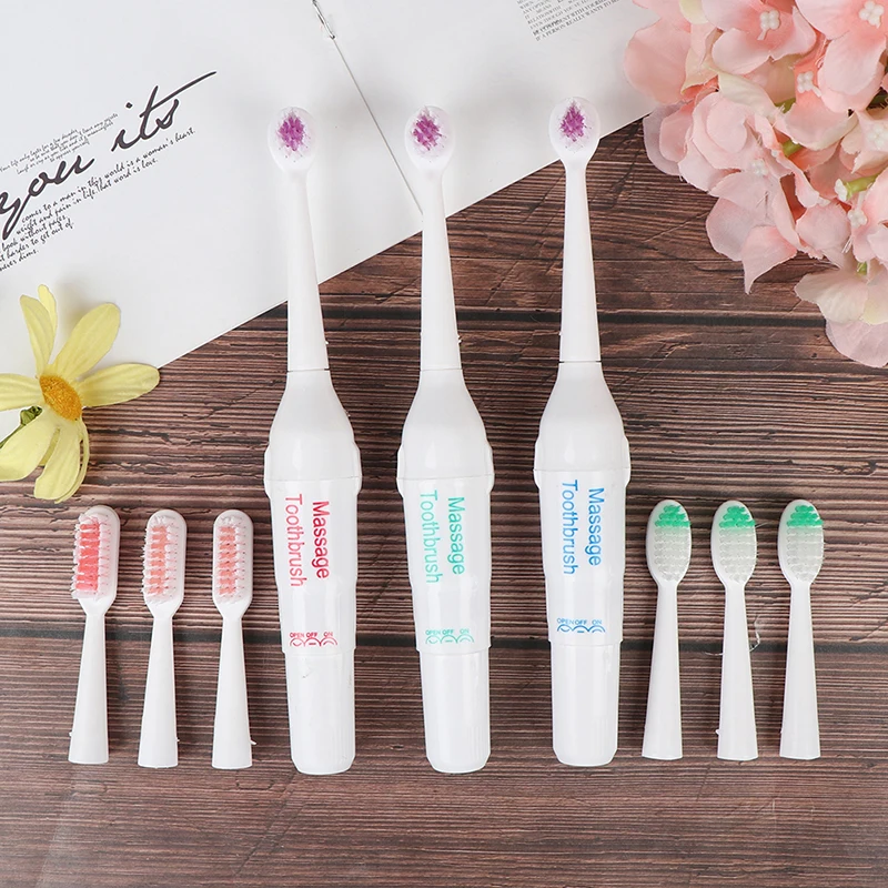 Toothbrush With 2 Brush Heads Battery Operated Oral Hygiene Battery Teeth Brush For Children Adult Random