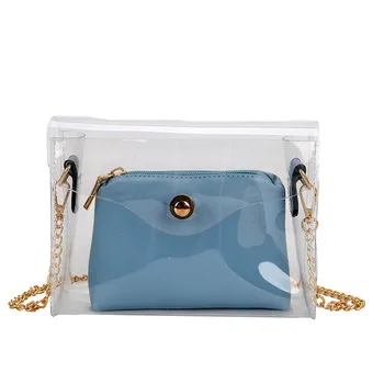 

Woman Bag Shoulder Chain Square Messenger Bag 2020 New Fashion Transparent 2PC Wild Retro Small Pouch Popular Casual