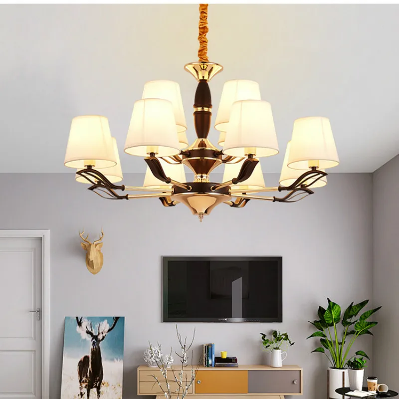 American Living Room Iron Grinding Glass Chandelier Modern Simple Dining Room Hotel Villa Bedroom Chandelier