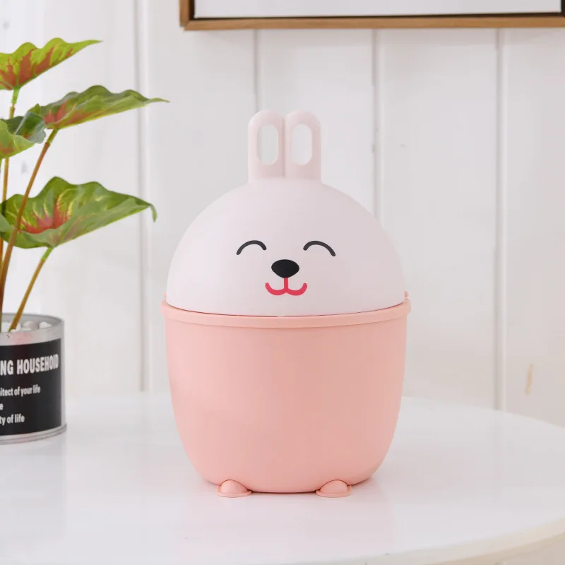 Fashion Creative Cartoon Rabbit Desktop Trash Bin Multi-functional Durable Small Desktop Compartmental Garbage Can