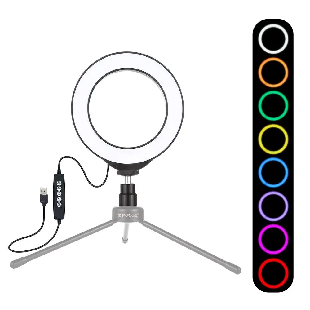 

PULUZ 4.7-Inch USB RGBW LED Ring Light Dimmable Selfie Lamp For Youtube Makeup Tik Tok Live Video Streaming