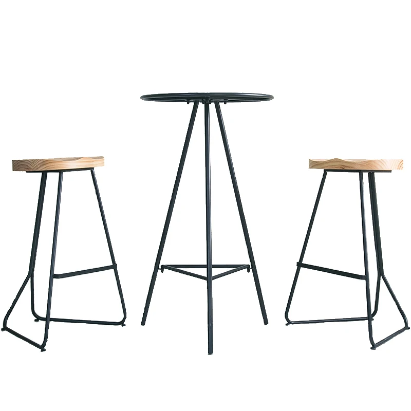 

H1 Simple Bar Table And Chair Combination Wrought Iron Home High Foot Small Round Table Balcony Outdoor Leisure Bar Coffee Table