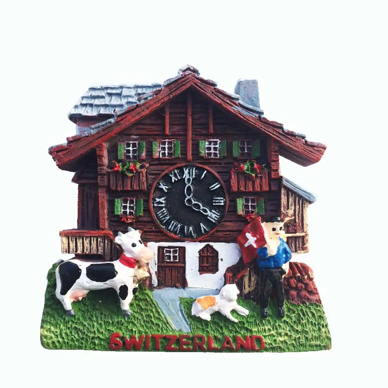 

BABELEMI 3D New Design Switzerland Travel Tourist Souvenirs Refrigerator Magnets Cute Cuckoo Clock Fridge Magnet Home Decoration