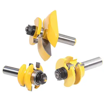 

Litake 3pcs Large Rail Stile Blade Cutter Cabinet Router Bit Set Door Tenon for Wood Tools