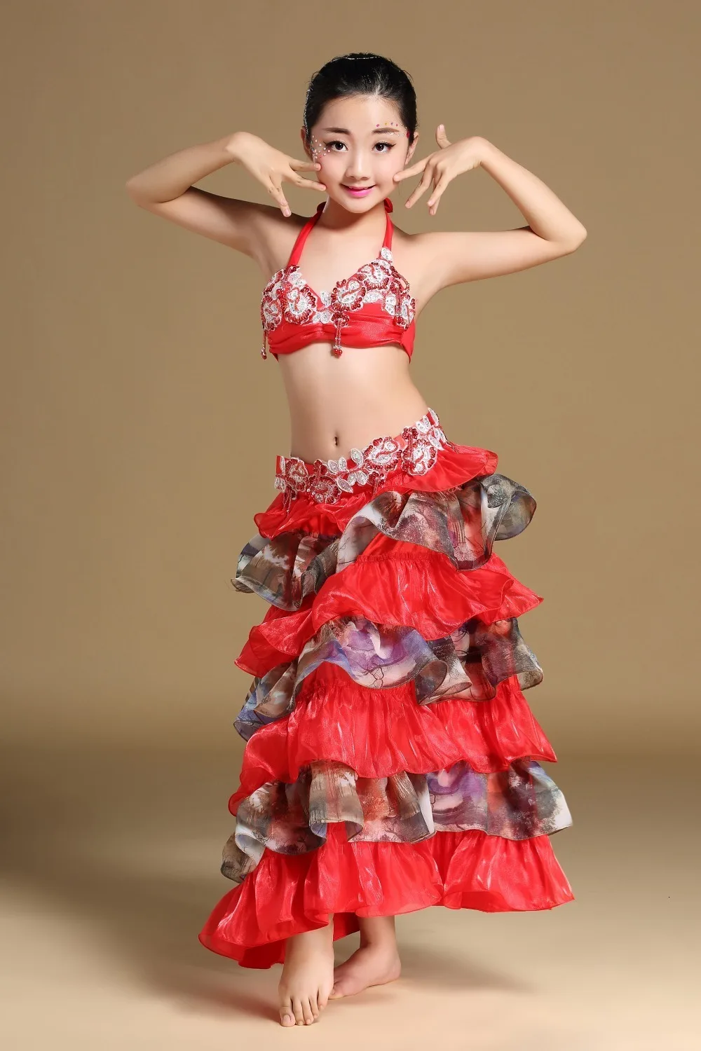 Children Belly Dance Costume Set Stage Performance Belly Dancing Clothes for girls Oriental dance Skirts Outfit Kids bra skirt