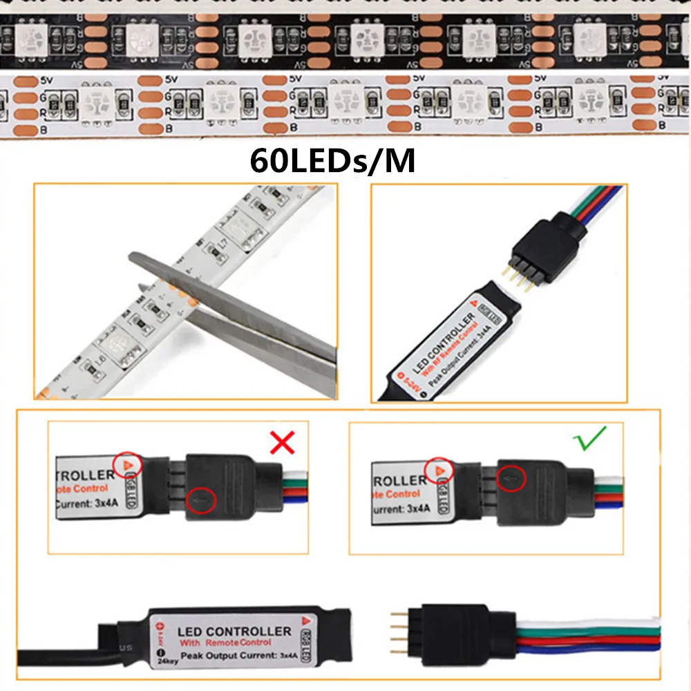 17 клавиш USB СВЕТОДИОДНЫЙ светильник s 5 в RGB светодиодный водонепроницаемый 5050SMD 60