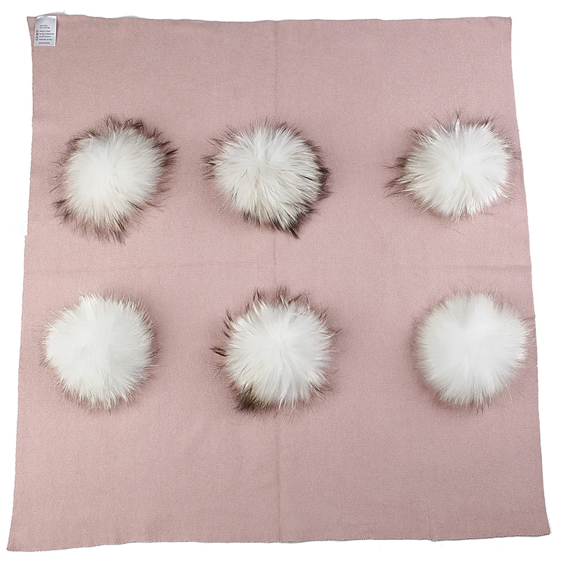 pink white Geebro теплое кашемировое Пеленальное Одеяло для новорожденных и детей постарше одеяло для сна для путешествий с помпоном из натурального меха 15 см постельные пеленки - Цвет: pink white