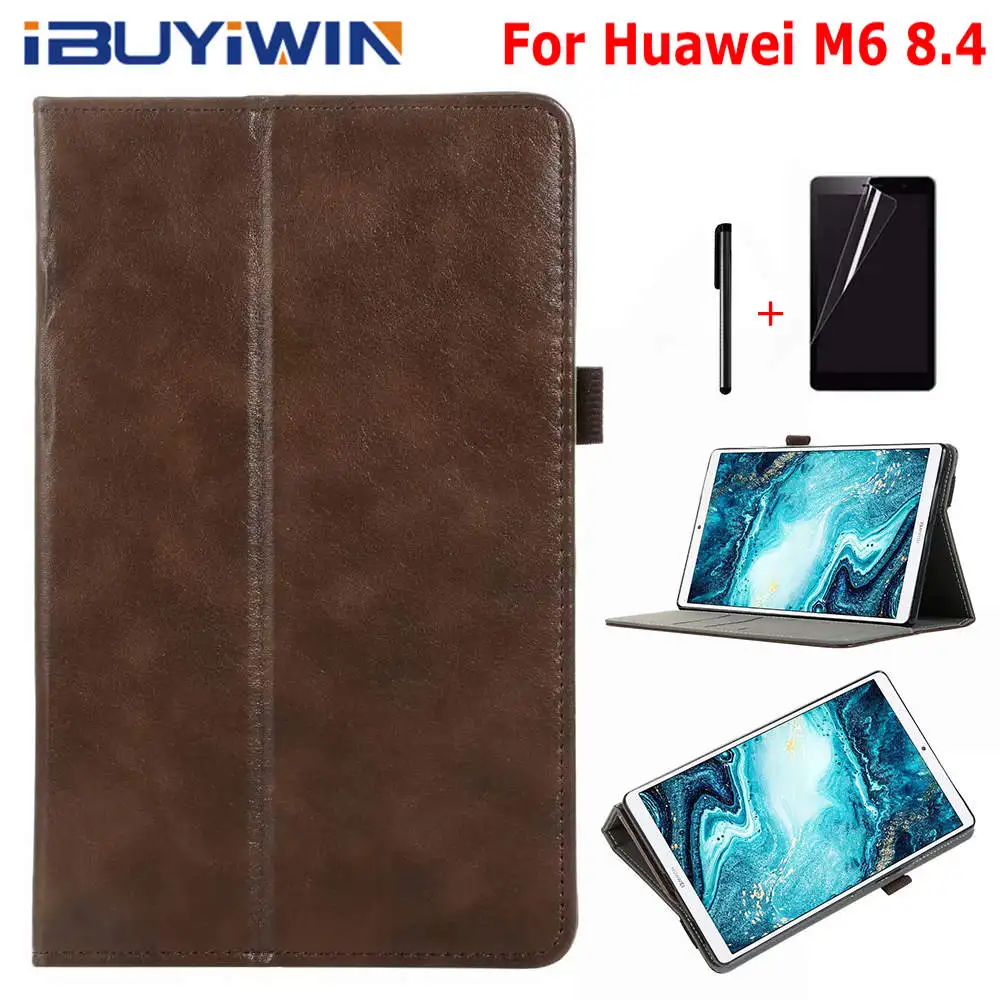 IBuyiWin Премиум Смарт ПУ; кожа; силикон чехол для huawei MediaPad M6 8,4 дюймов планшет Funda Capa TUP Чехол+ пленка для экрана+ ручка