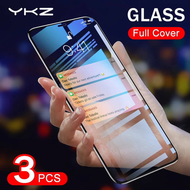 YKZ 9H закаленное стекло для iphone 11 Pro Max X XS MAX полное покрытие экрана протектор XR 7 8 6 6s