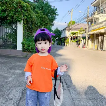 

2020 New Girls Boys Patchwork T-Shirt Spring Fashion Cotton Kids Top 1-6t PP990