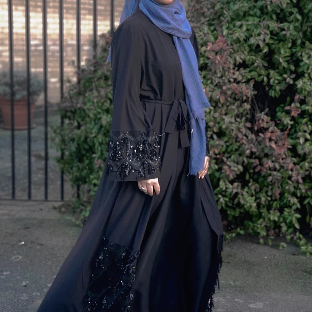 Open Abaya Kimono Femme Musulmane Dubai 