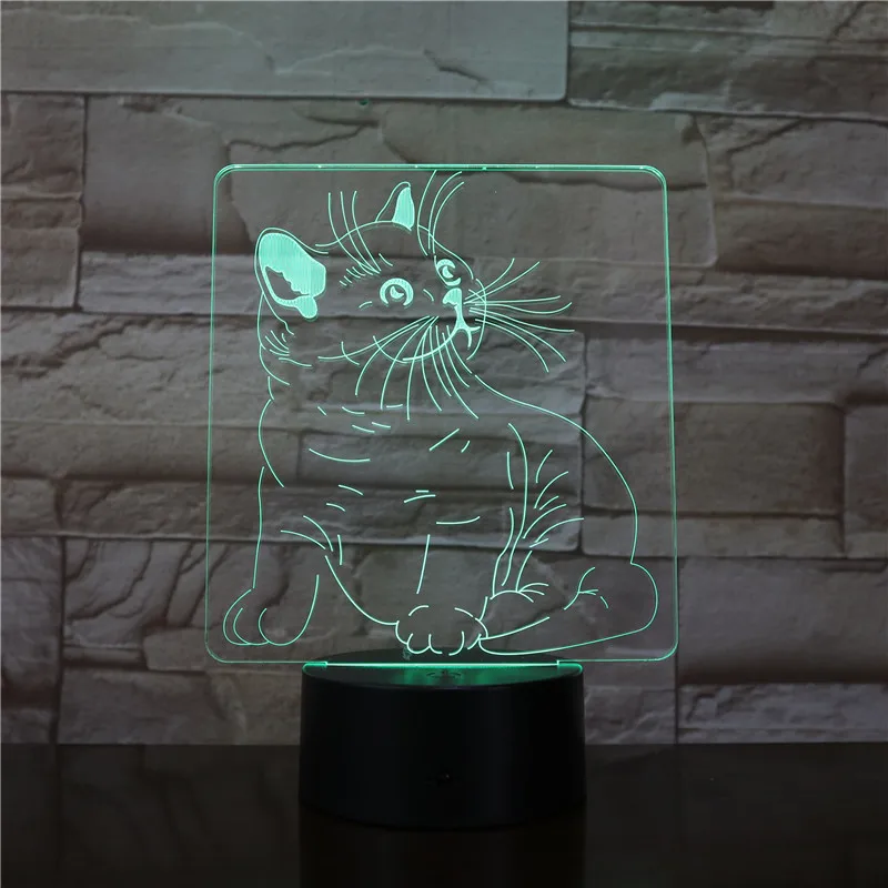 3D лампа для животных, кошек, атмосферная батарея, меняющая цвет с дистанционным управлением, отличный подарок для детей, светодиодный ночник, светильник