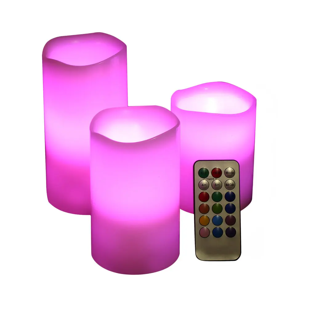 

Wireless Remote Control Paraffin Candle Operated LED Flameless Candles 3 Size Bougie Light for Wedding Party Club Birthday