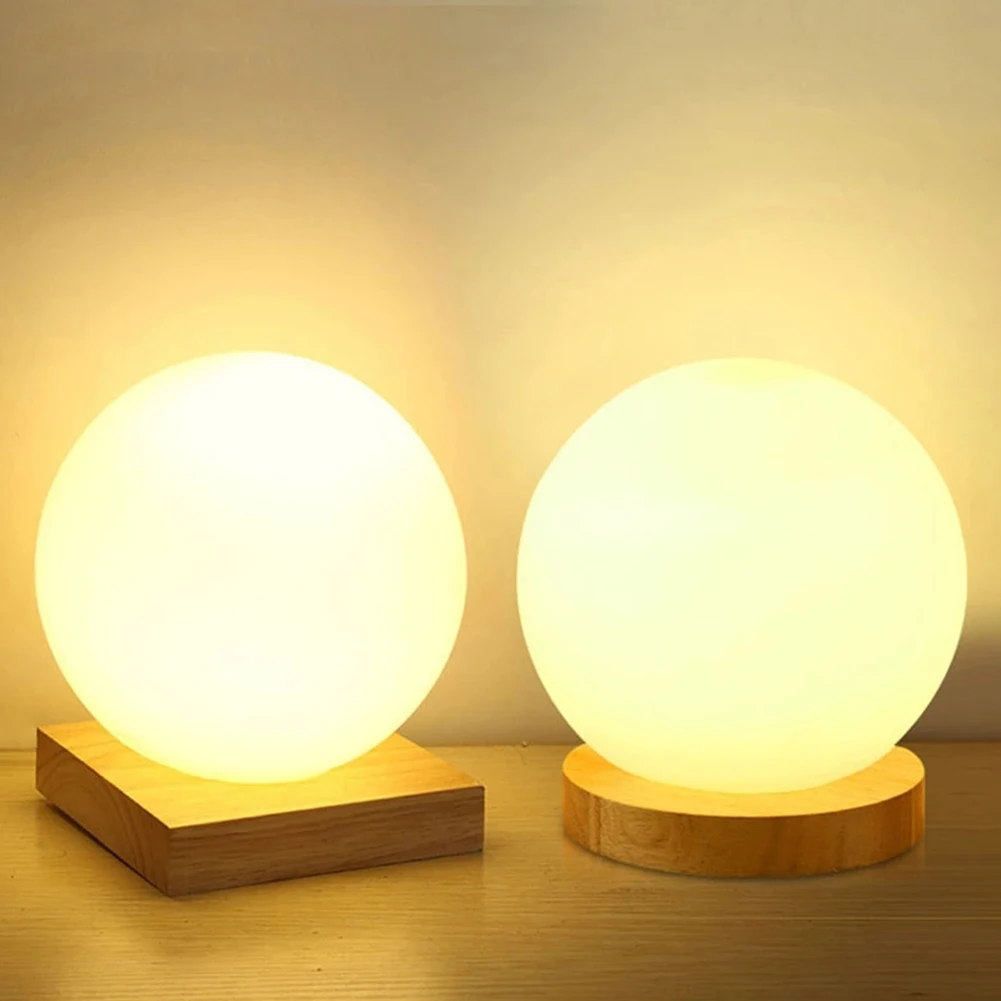 LAYSDA Modern and simple milk white glass creative dimming table lamp desk bedroom bedside decoration ball solid wood | Лампы и
