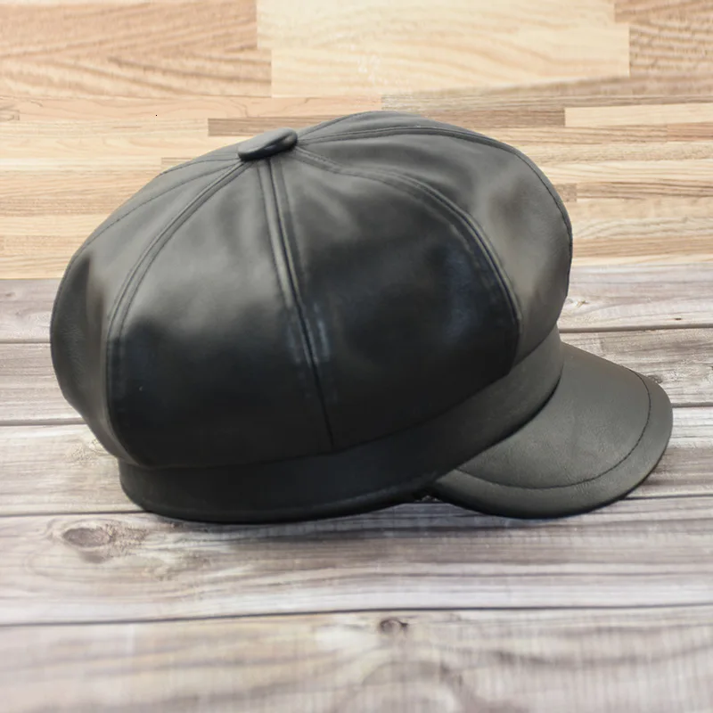 Дамская зимняя восьмиугольная шапка маленького размера для взрослых, кожзам, кепка Newsboy, мужские береты большого размера 54 см 56 см 57,5 см 59 см 61-62 см