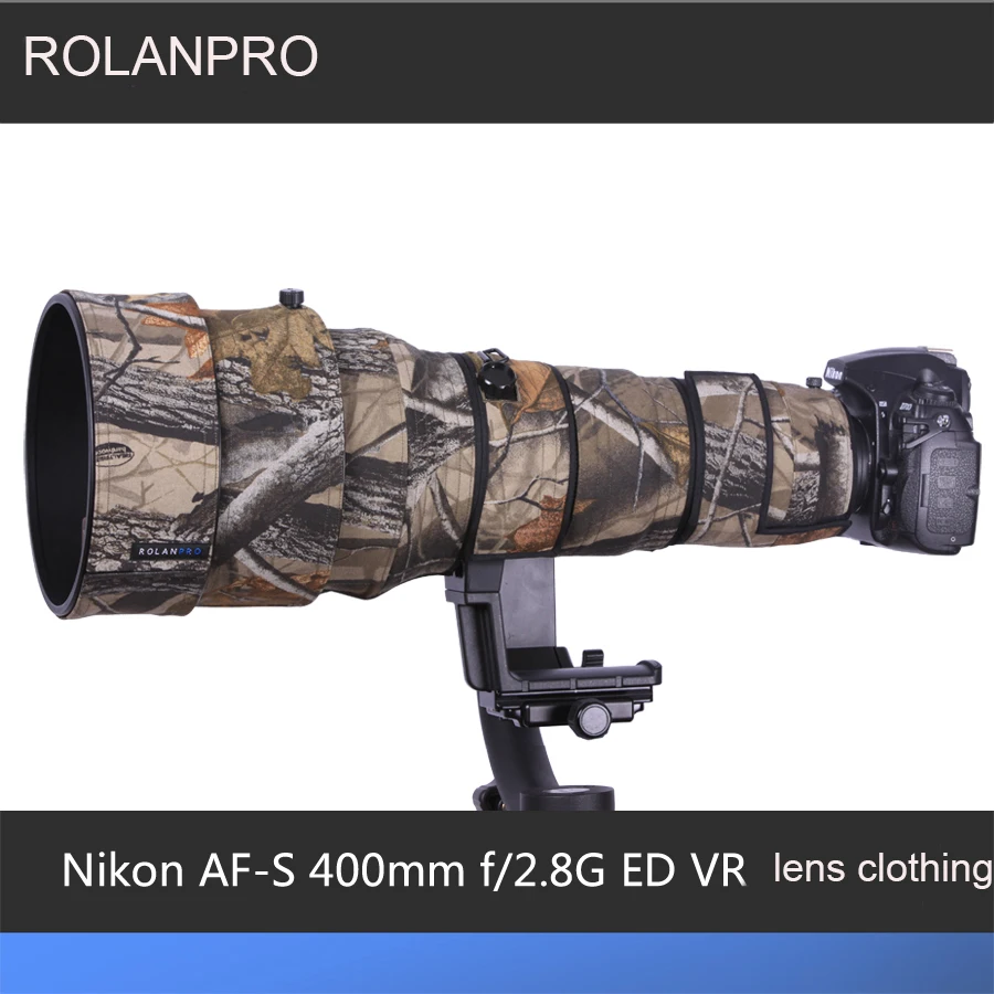 

ROLANPRO Lens Camouflage Camera Coat Rain Cover for Nikon AF-S 400mm F2.8G ED VR Lens Protective Case Guns Sleeve