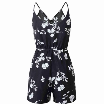 

Women Rompers Female 2019 Summer Lace Up Print Floral Casual Short Jumpsuit Sleeveless Bodycon Sexy Party Playsuit