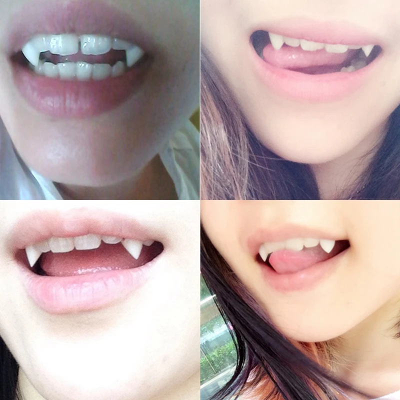 New-1 pair Halloween Vampire Denture Zombie Teeth Small Tiger Teeth COSPLAY Make-up Dance Props 13mm
