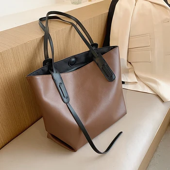 

All-Match Solid Color Large Capacity Bag Female 2020 New Style Fashion Simple Shoulder Bag Portable Tote Bag