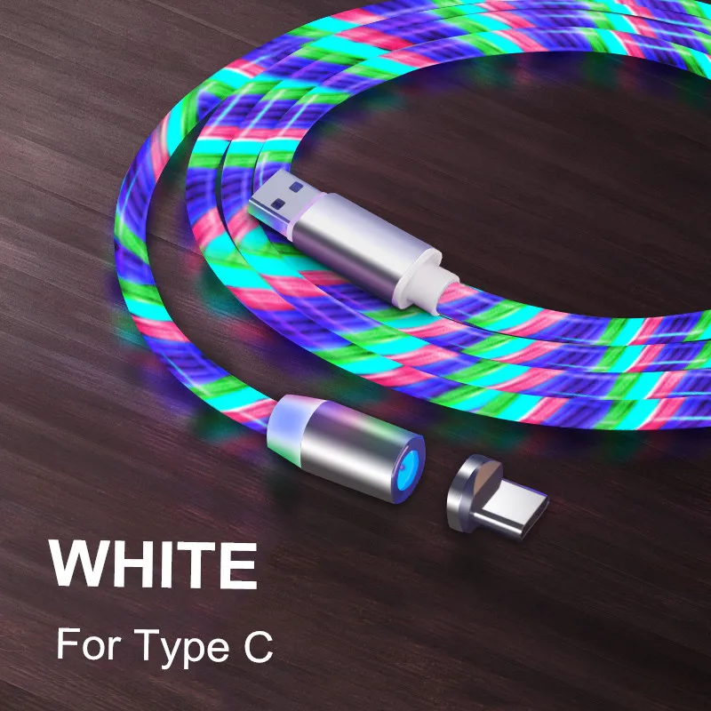 White for Type C Vanniso 2.4A 1 м светодиодный магнитный USB кабель для iPhone Xs Max usb type C кабель Micro USB кабель для samsung S8 Xiaomi Note 7 LG USB C - Цвет: White for Type C