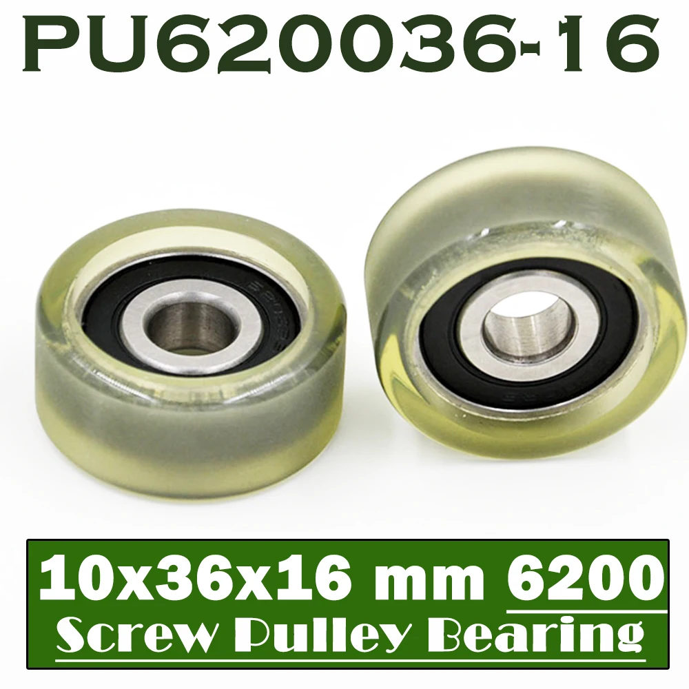 

PU 6200 Polyurethane Covered Bearing 10*36*16 mm ( 2 PCS ) Shaft 10mm PU620036-16 Urethane Cover PU6200 Bearings