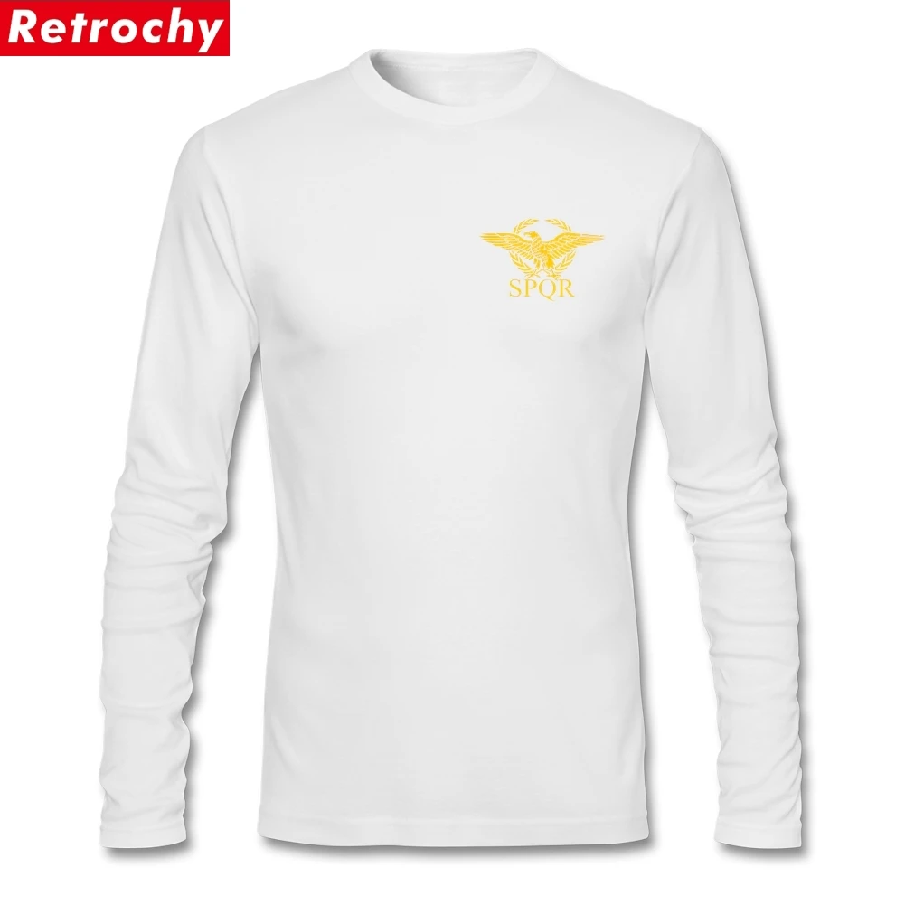 Футболки для фанатов фильма Римская империя SPQR Eagles Футболка Мужская футболки для мужчин с длинным рукавом органический хлопок вырез лодочкой - Цвет: Белый