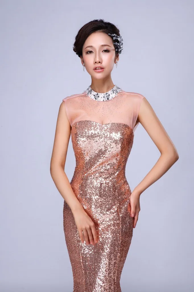 Frete grtis senhoras sexy' querida sereia tule lantejoulas longo vestido de noite formatura vestido