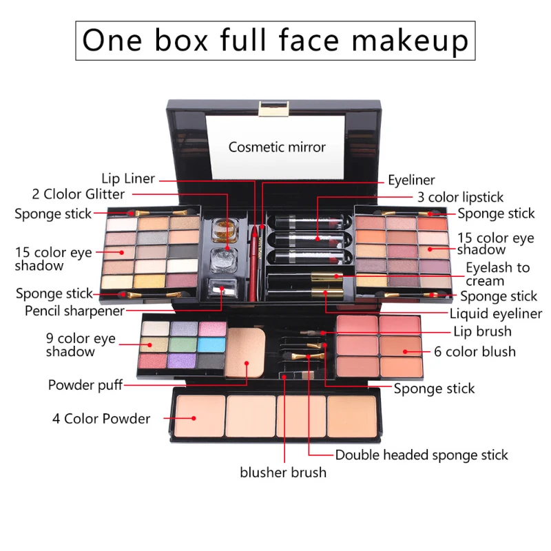 Portable Comestic Kits Complete Set Makeup Box Set Professional Makeup Box Lip Gloss Stylish Multi-function Quality Compact