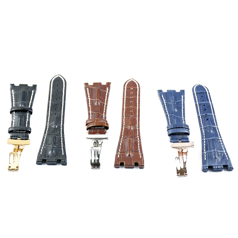 Leather strap men's watch accessories for AP28mm outdoor sports waterproof leather bracelet steel buckle watch band