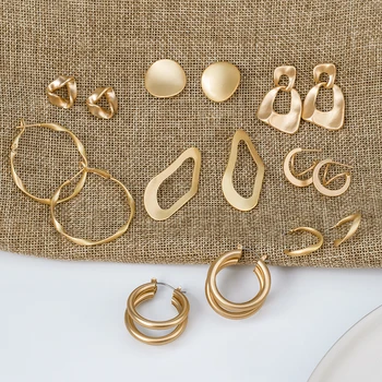 

VCORM Fashion Statement Vintage Gold Twisted Hanging Earring 2020 Simple Geometric Matte Drop Earrings for Women Wedding Jewelry